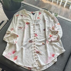 Torrid White Butterfly Print Blouse